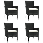 ZNTS 5 Piece Garden Bistro Set with Cushions Black Poly Rattan 3187437