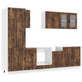 ZNTS 8 Piece Kitchen Cabinet Set Kalmar Smoked Oak Engineered Wood 3314806