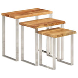 Nesting Tables 3 pcs with Live Edge Solid Wood Acacia 372761