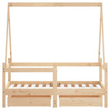 Kids Bed Frame with Drawers 70x140 cm Solid Wood Pine 834471
