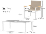 5 Piece Garden Furniture Set with 4 Armchairs and Tempered Glass Table Top, for Deck, Balcony T3398P313541