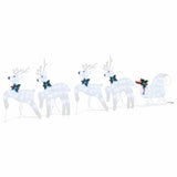 LED Reindeers 5 pcs Silver Fabric 3385888