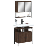 2 Piece Bathroom Furniture Set Brown Oak Engineered Wood 3214659
