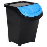 Stackable Waste Bins with Lids 3 pcs Black PP 120 L 364071