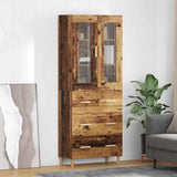 Highboard Old Wood 69.5 x 34 x 180 cm Engineered Wood and Glass 3415775