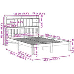 ZNTS Bookcase Bed without Mattress White 150x200 cm King Solid Wood Pine 3322344
