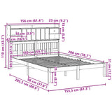 ZNTS Bookcase Bed without Mattress White 150x200 cm King Solid Wood Pine 3322344