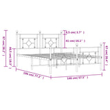 Metal Bed Frame without Mattress with Footboard White 140x190cm 374406