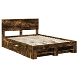 Bed Frame Smoked Oak 140 x 200 cm Engineered Wood 3408757