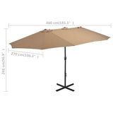 Parasol Taupe Polyester Extra Large Height-Adjustable 44870