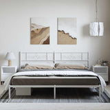 Bed Frame White Powder-Coated Steel Double Bed Frame 355321