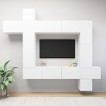 ZNTS 9 Piece TV Cabinet Set White Engineered Wood 3078738