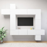 9 Piece TV Cabinet Set White Engineered Wood 3078738