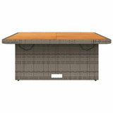 Garden Table Grey 110x110x71 cm Poly Rattan and Acacia Wood 368273