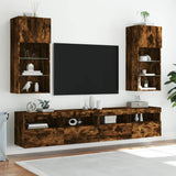 TV Cabinets with LED Lights 2 pcs Smoked Oak 40.5x30x90 cm 837052