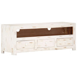 TV Cabinet Solid Wood Acacia 110x30x40 cm White 337849