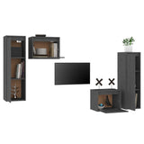 TV Cabinets 4 pcs Grey Solid Wood Pine 3100251