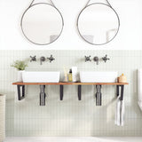 Basin Shelf Wall Mounted Steel and Solid Wood Acacia 3302843
