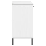 Sideboard with Metal Legs White 113x40x77 cm Solid Wood OSLO 351020