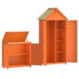 2 Piece Garden Tool Shed Set Brown Solid Wood Pine 172249