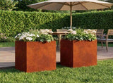 Garden Planter 2 pcs Rusty 40 x 30 x 40 cm Weathering Steel 8005483