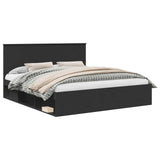 Bed Frame with Headboard Black 200 x 200 cm Solid Pine Wood 3409310