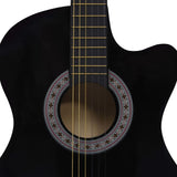 ZNTS Western Classical Cutaway Guitar with 6 Strings Black 38" 70132