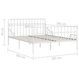 Bed Frame without Mattress with Slatted Base White Metal 200x200 cm 284607