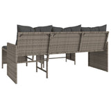 Garden Sofa with Table and Cushions L-Shaped Grey Poly Rattan 365582