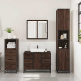 3 Piece Bathroom Furniture Set Brown Oak Engineered Wood 3301024