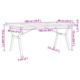 ZNTS Dining Table Y-Frame 180x90x75.5 cm Solid Wood Pine and Steel 3282788