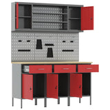 Work Cabinet with Drawer 7 pcs Red Engineered Wood and Steel 3321431