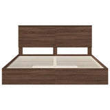 Storage Bed with Drawer Brown Oak 200 x 200 cm Engineered Wood 3409523