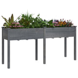 Planter with Liner Grey 161x45x76 cm Solid Wood Fir 364238