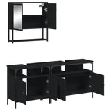 3 Piece Bathroom Furniture Set Black Engineered Wood 3214665
