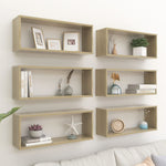 Wall Cube Shelf 6 pcs Sonoma Oak 60x15x23 cm Engineered Wood 807144