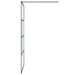 Walk-in Shower Wall Black 100x195 cm Half Frosted ESG Glass 152127