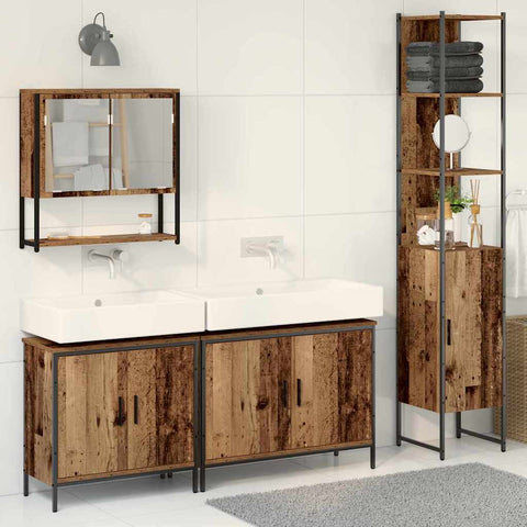 Bathroom Furniture Set with Door 4 pcs Brown 33 x 33 x 185.5 cm 3334415