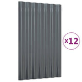 Roof Panels 12 pcs Galvanised Steel Anthracite 60x36 cm 319126