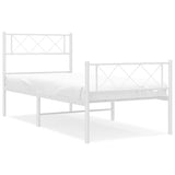 Metal Bed Frame without Mattress with Footboard White 100x200cm 372339