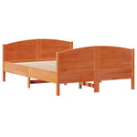 ZNTS Bed Frame without Mattress Wax Brown 120x190 cm Small Double Solid Wood Pine 3301802