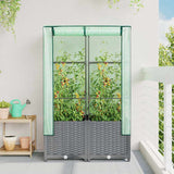 Raised Bed with Greenhouse Cover Rattan Look 80x40x138 cm 4015856