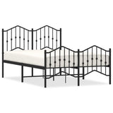 Metal Bed Frame without Mattress with Footboard Black 120x200cm 373805