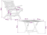 5 Piece Folding Garden Bistro Set Natural Solid Teak Wood 3434101