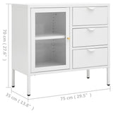 Sideboard White 75x35x70 cm Steel and Tempered Glass 336074