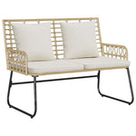 Garden Dining Set 3 pcs Brown and Cream Poly rattan, steel 42010355