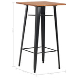 Bar Table Black 60x60x108 cm Solid Pine Wood Steel 280082