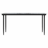 7 Piece Garden Dining Set Black Poly Rattan Glass 3334489