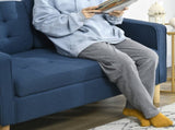 Modern Loveseat Sofa, Compact 2 Seater Sofa with Hidden Storage, 117cm Tufted Cotton Couch with Wood T3398P344634