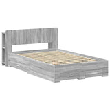 Bed Frame with Storage Grey Sonoma 120 x 190 cm Engineered Wood 3433736